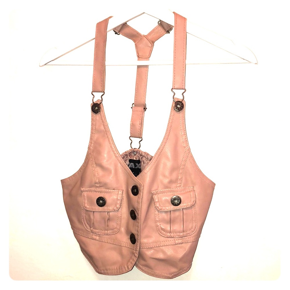 Pink leather vest with buttons